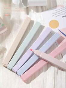 Set de 6 piezas/12 piezas de resaltadores, bolígrafos marcadores de punta cincel para estudiar, tomar notas, bolígrafos marcadores de punta cincel suave y leve, suministros de papelería, resaltadores cuadrados estéticos (color aleatorio), de vuelta a la escuela - Multicolor - Ver 5