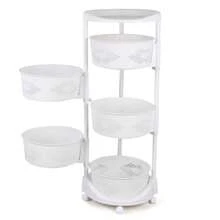 LOYALHEARTDY 5 Layer Kitchen Rotating Organizer Rack Fruit Vegetable Storage Basket W/ Wheels - 白色 - 查看 6