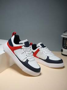 Giày thể thao thời trang dành cho nữ, giày trượt ván cổ điển màu trắng phong cách tối giản, giày thể thao đi bộ đường dài ngoài trời đế dày mũi tròn đa năng màu trơn tăng chiều cao. - Màu Hồng Tươi - Xem 4