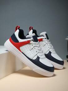 Giày thể thao thời trang dành cho nữ, giày trượt ván cổ điển màu trắng phong cách tối giản, giày thể thao đi bộ đường dài ngoài trời đế dày mũi tròn đa năng màu trơn tăng chiều cao. - Màu Hồng Tươi - Xem 5