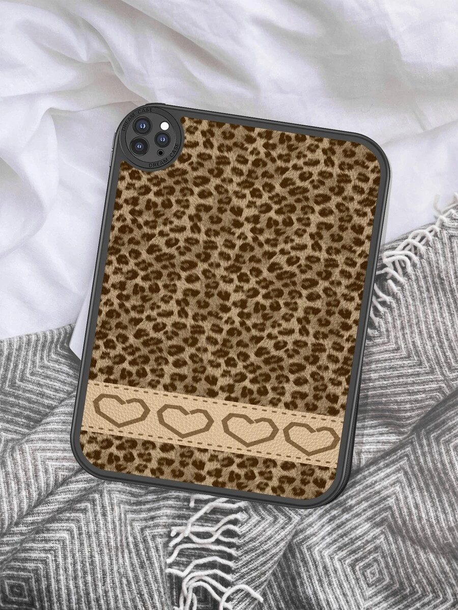 Oryginalny ręcznie malowany wzór w panterkę z nadrukiem w kształcie serca w kształcie geparda, prosty styl etui na tablet, wbudowana 360-stopniowa gruba ochrona antyupadkowa, kompatybilna z iPadem 10. generacji 10.9, przenośna skórzana osłona ochronna na tablet iPad 10.2