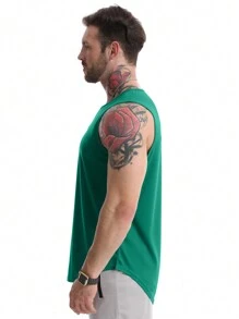 Men's Quick-Dry Breathable Sleeveless Workout Tank Top, Fitness & Running Training Shirt With Athletic Print