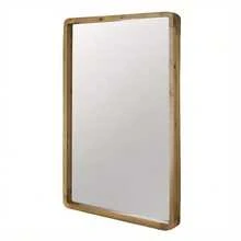 24"X36" Rectangle Wood Mirror, French Country Modern Farmhouse Posters Italian Countryside Wall Decor For Living Room Bedroom Entryway - 棕色+木色+玻璃 - 查看 8