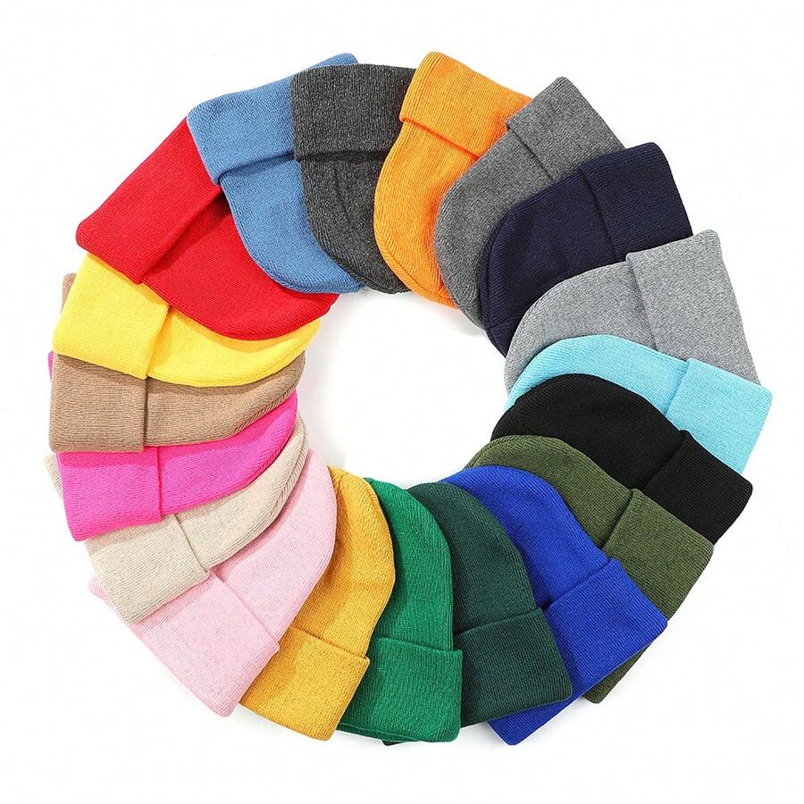 1pc Women's Fashionable Solid Color Knit Beanie Hat, Warm Daily Wear Halloween - Multicolor - View 1