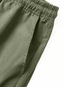 Tween Boys Casual Drawstring Cargo Pants For Spring, Summer And Autumn - Green - View 5