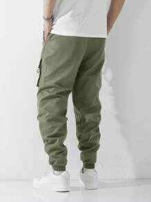 Tween Boys Casual Drawstring Cargo Pants For Spring, Summer And Autumn - Green - View 2