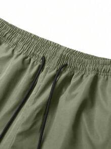 Tween Boys Casual Drawstring Cargo Pants For Spring, Summer And Autumn - Green - View 4