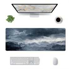 桌垫，大号鼠标垫 31.5 英寸 * 11.8 英寸加长游戏鼠标垫，带防滑底部接缝鼠标垫，适用于电脑/办公室/键盘/笔记本电脑 - 灰藍 - 查看 3