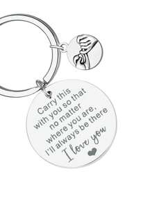1pc Women's Men's Finger Pull Hook Pattern Charm Pendant Slogan Carry This With You I Love You Carved Stainless Steel Keychain For Couple Wife Husband Girlfriend Boyfriend Cute Fashion Style Car Keychain Valentine's Day Gift Car Accessories Bag Charm School Goth Y2k Bag Accessories Lanyards With Id Holder Car Accessories Bag Charms Gifts For Mother, Father, Graduation, And Teacher - Light Grey - View 5