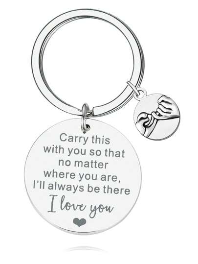 1 قطعة سلسلة مفاتيح من الفولاذ المقاوم للصدأ بشعار "احمل هذا معك أنا أحبك" مزخرف بنقش لزوجين، صديق/صديقة، هدية عيد الحب، إكسسوارات سيارة، حقيبة، أسلوب كاجوال، أكسسوارات حقيبة مدرسية، غوث، Y2K