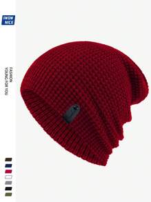 Fashionable Label Decor Slouchy Beanie Hats For Men And Women, Warm Winter Knit Caps With Ear Protection, Suitable For Outdoor Activities, Running, Fitness, Skiing, Skateboarding And Other Leisure Sports. Versatile Wear, Guitar Music Warm Hat, Youth Couple, Holiday Gift