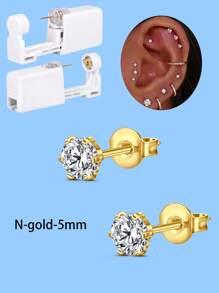 2-4pcs Ear Piercing Kit Disposable Ear Piercing Gun Kit Self Piercing Gun And Build-In 4mm 5mm Crown Star Earrings Stud DIY At Home Ear Piercing Gun - Hypoallergenic, And Painless - Multicolor - View 25