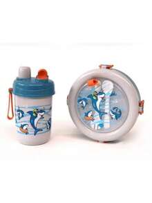 Children's Lunch Box Kit With Plastic Cutlery And 400 Ml Bottle Lunch Box Set/Lunch Box Spoon Fork Free - Màu xanh lam - Xem 3