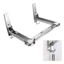 Foldable Microwave Holder Wall Mounted Microwave Holder Shelf Silver Microwave Holder With 2 Hooks, Microwave Holder Oven Rack Shelf Microwave Shelf For Kitchen Organizer - Silver - View 6