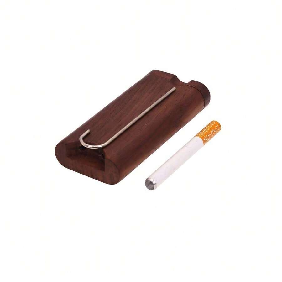 1 Pc Black Walnut Cigarette Case Aluminum Cleaning Hooks Tobacco