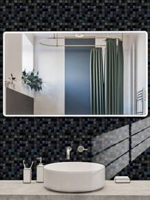 10pcs Geometric Grid Floral Pattern Printed PVC Faux Ceramic Tile Home Decor Wall Stickers, DIY Peel And Stick Wallpaper For Kitchen, Bathroom, Living Room, Waterproof, Removable,Renovation Stickers Peel Wall Panels,Wall Paper, Wallpapers,Spring Decoration Items Refesh Your Home,Rama Decoration Stickers