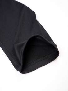 3 peças Conjunto de Camiseta de Gola Redonda com Botões e Mangas com Inserção Colorida para Meninos Pré-Adolescentes, Outono e Inverno