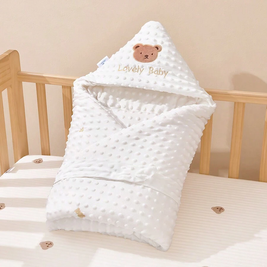 Newborn Baby Swaddle Blanket, Single Ened Constant Temperature Velvet Wraps For Spring, Autumn,