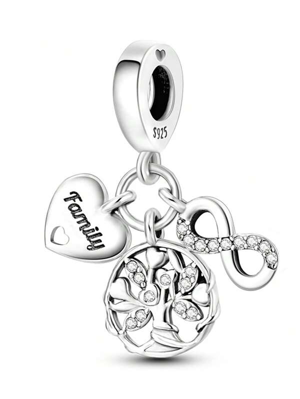 Silver Plated Charm Life Tree Wireless Home Charm Pendant Ball Suitable For Bracelets DIY Women's Jewelry