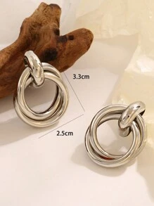 1pair Exaggerated Geometric Alloy Twisted Hoop Earrings, Vintage Circular Ear Accessory Suitable For Daily And Festive Wear
