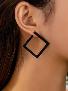 1 par de pendientes cuadrados de hierro minimalistas y modernos para mujer, joyería para fiestas y uso diario