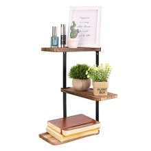 UNHO 3-Er Floating Retro Wooden Corner Shelf Shelves Mantle Solid Wood Bookcase Decor - Brown - View 3