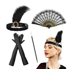 6 件 1920 年代复古了不起的盖茨比女士装扮配饰套装茶会化妆舞会配饰母亲节礼物教师礼物派对舞会配饰带人造羽毛头带万圣节 - 多色 - 查看 16