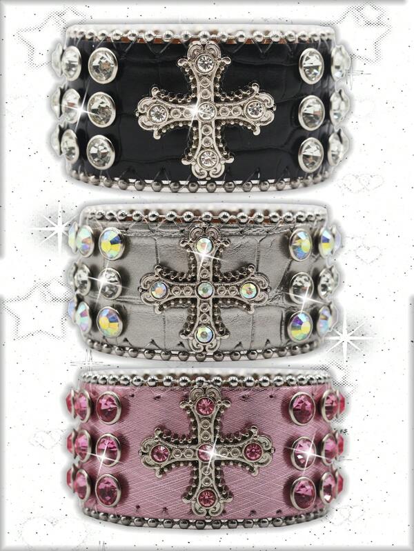 Y2K Design Rhinestone Bracelet Punk Western Rhinestone Luxury Chain Bracelet Women's Men's Gold And Silver Shiny Rhinestone Bracelet Jewelry