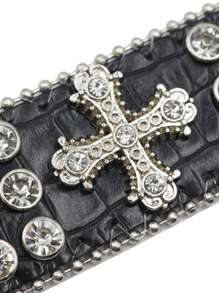 Braccialetti in pelle con rivetti a forma di croce, stile hip hop punk rock, ampi braccialetti per discoteca, DJ, cantanti, costumi di scena e cosplay - Multicolore - Visualizzare 6