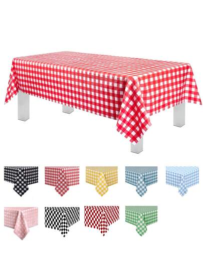 1Pc/4pcs/6pcs Plaid Tablecloth, Classic Plaid Tablecloth In Various Colors, Square Tablecloth PEVA Material, Disposable Plastic Tablecloth, Desktop Protection, Suitable For Weddings, Birthday Parties And Other Occasions