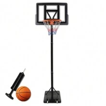Froadp Indoor Outdoor Basketball Hoop With Wheels, Portable Height Adjustable Basketball Stand, Water/Sand Fillable, Including Basketball Nets/Inflatable Pumps/Basketball - Black - View 1
