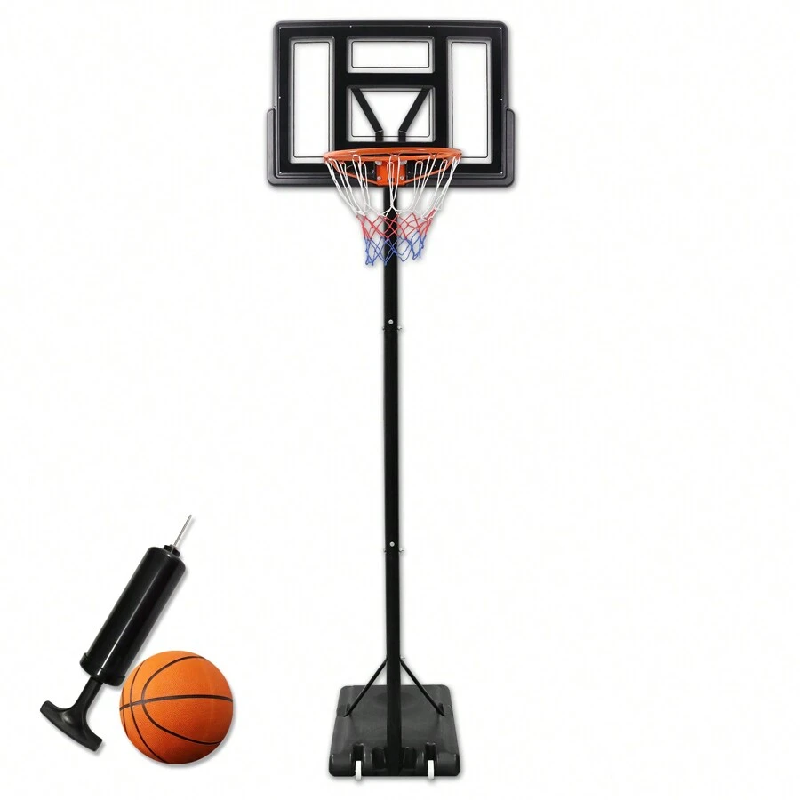 Froadp Indoor Outdoor Basketball Hoop With Wheels, Portable Height Adjustable Basketball Stand, Water/Sand Fillable, Including Basketball Nets/Inflatable Pumps/Basketball - Black - View 1
