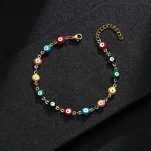 1 件多巴胺法国彩色邪眼不锈钢可调节情侣手链，万圣节、情人节、圣诞节、感恩节、新年礼物 - 彩色 - 查看 7