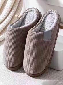 Warm Couple Slippers, Thick Non-Slip Home Slippers For Women, Suitable For Spring, Autumn And Winter, Comfortable And Lightweight Plush Winter Slippers - 咖啡棕 - 查看 3
