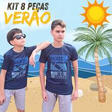 8 Piece Summer Boy's Kit - 4 T-Shirts + 4 Shorts Sizes 1 To 16 - Multicolor - View 1