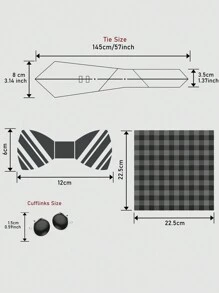 AlanKing 1 套棕色佩斯利领带、领结、口袋巾、袖扣男士礼品套装、西装配饰 - 混色 - 查看 10
