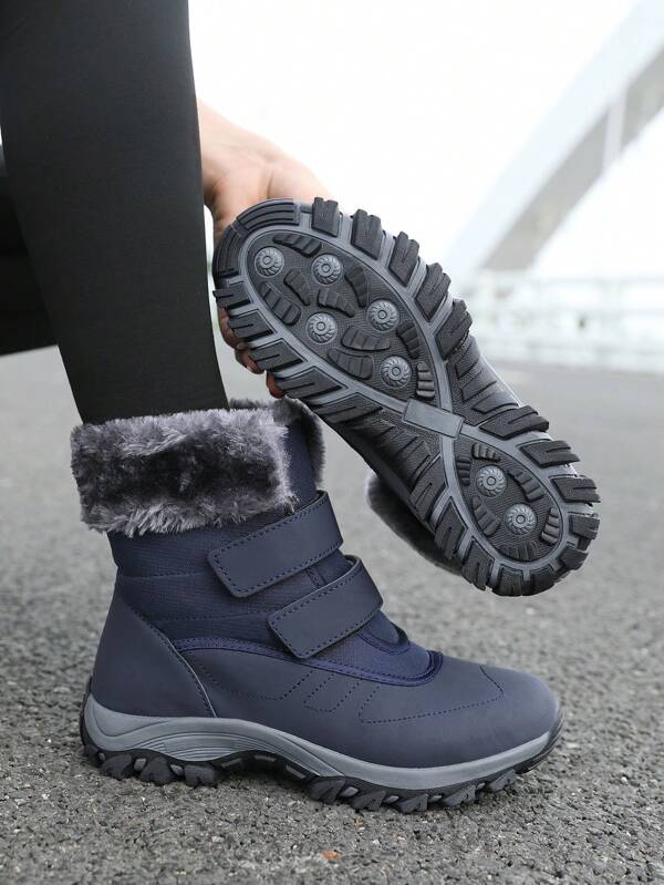 Women's High-Top Warm Fleece Snow Boots, Anti-Slip Design, Easy On/Off, Thick Insulation Layer, Suitable For Snowy And Icy Environments