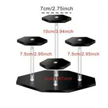 亚克力展示架，六角形娃娃展示管架，收藏品，化妆品，香水收纳架，食品和甜点展示架，家居装饰，圣诞礼品架 - 黑色 - 查看 8