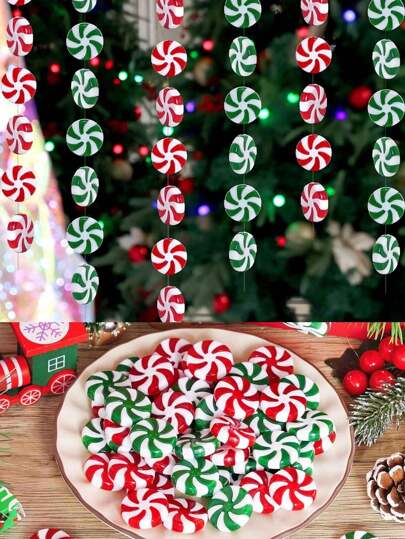 10Pcs Christmas Candy Cane Ornaments Red And Green Candy Decorations Christmas Tree Hanging Peppermint Ornaments For Holiday Party Decoration DIY Crafts(Rope Not Included)