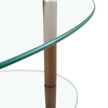 Transparent Oval Glass Coffee Table, Modern Table In Living Room Oak Wood Leg Tea Table 3-Layer  Glass Table Ckonson9