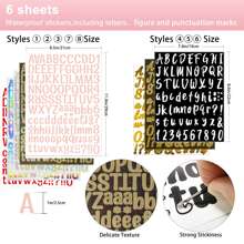 6 Sheets Alphabet Stickers For  Tumbler Custom Name Alphabet Letter Stickers,Compatible With Hydroflask Water Bottle,Yeti Cup,DIY Crafts Art Making,Decals For Scrapbooking, Poster&Laptop, Accessories,Aesthetic,Waterproof