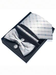 AlanKing 1 套棕色佩斯利领带、领结、口袋巾、袖扣男士礼品套装、西装配饰 - 混色 - 查看 34