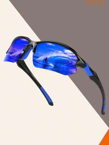 多副装环绕式方形运动骑行眼镜，男士户外驾驶、摩托车、跑步、沙滩配饰眼镜，夏季海滩度假、户外旅行必备 - 彩色 - 查看 9