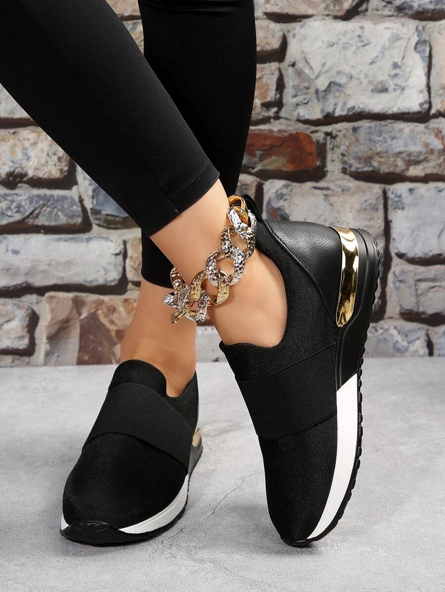 Giày thể thao thường ngày cho nữ, thời trang nhẹ, chống trượt, thoải mái, thoáng khí, đa năng, hàng mới về mùa thu - màu đen - Xem 1