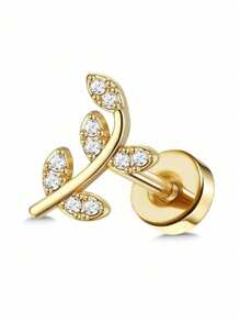 CASSIECA 1PC 18G Bông tai sụn thép không gỉ cho nam nữ Bông tai phẳng có ren bên trong Bông tai CZ có hình mặt trăng hình trái tim hình con ong hình bướm Tragus Helix Trang sức xỏ khuyên - Vàng - Xem 10