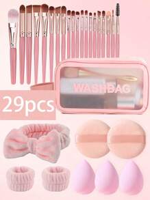 Bộ cọ trang điểm 20/29 chiếc bao gồm: 1 hộp đựng cọ trang điểm, 20 cọ trang điểm, 3 miếng mút trang điểm, 1 băng đô, 2 dây đeo cổ tay, 2 bông phấn trang điểm, bộ cọ trang điểm, túi đựng đồ trang điểm, bộ dụng cụ trang điểm di động, thích hợp cho bảng phấn mắt, phấn mắt dạng lỏng, phấn phủ, kẻ mắt, son môi, son bóng, cọ môi, cọ phấn mắt, cọ phấn phủ, cọ nền, gel vuốt tóc, mi giả, keo dán mi, v.v. Túi đựng đồ trang điểm, túi đựng đồ vệ sinh cá nhân, hộp sắp xếp bàn làm việc, túi đựng mỹ phẩm, túi đựng đồ trang điểm, túi đựng đồ trang điểm, túi đựng đồ trang điểm - Nhiều màu - Xem 2