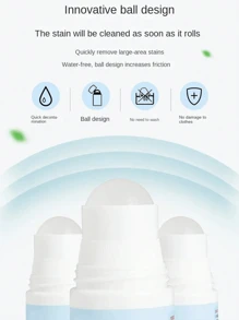 1pc/2pcs/3pcs 50ml Stain Remover Portable Clothes Rolling Bead,Magic Powerful Cleaner Cleaning Pen Clothes Decontamination,No-Wash Emergency Fast Clear Liquid Roller-Ball Cleaner Clothe Fabric Cleaning Tool