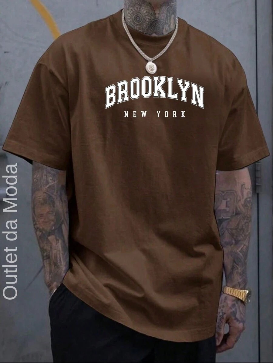 BROOKLYN BCO Men's T-Shirt 100% Cotton Premium Mesh Shirt - Rust Brown - View 1