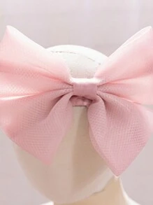 Baby Girl Elegant Dress With Solid Color 3D Floral Satin & Mesh Fabric, Outfit Suitable For Outing, Outdoor, Birthday Party, Comes With Headband - Dusty Pink - View 5