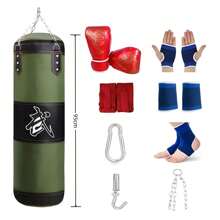 Sandsäcke 2 - 1 Meter 1,2 Meter Boxsandsack Ausrüstung Hoch aufgehängter Boxsandsack mit Haken und Edelstahlkette Boxhandschuhe Handschützer Handgelenkschützer Knöchelschützer Ausrüstung für Kampfkunst, Kampftraining Boxsäcke Kampfkunst Fitnessstudio Sparring Hängende Fitnessstudio Trainingsausrüstung Boxsäcke Muay Thai Erwachsenen Sandsäcke